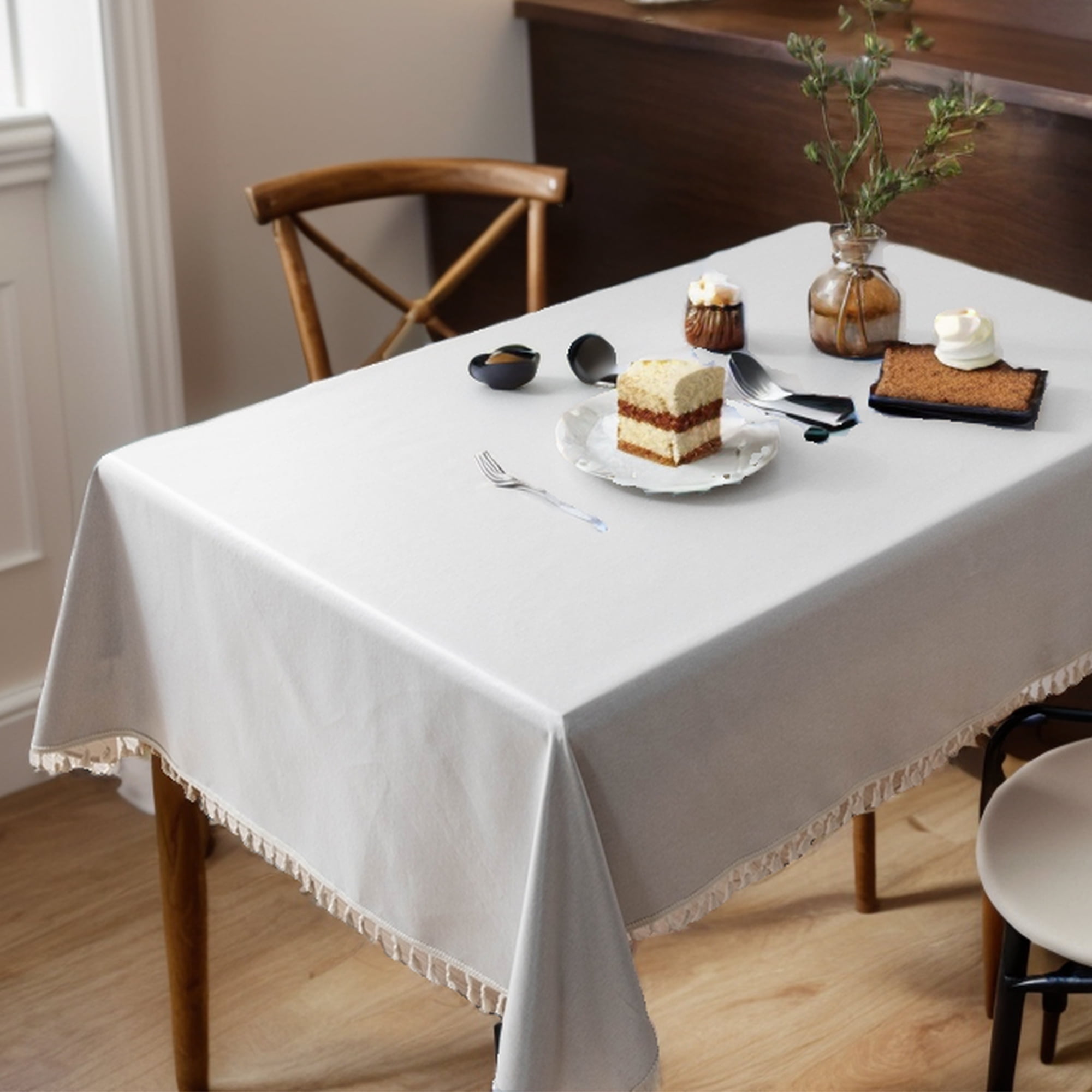 Unique Bargains Wrinkle Free Tablecloths for Holiday Camping Apricot 55.12"x35.43"
