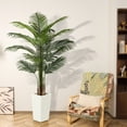 thumbnail image 5 of Artificial Palm Plant 6 FT， Faux Palm Tree in White Taper Planter with River Rock, Tall Fake Palm Trees with Adjustable Branches for Indoor Home Decor, Office, Pet-Friendly Spaces, 5 of 7
