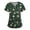 Dark Green #54, variant on Scrub Tops Women Floral Printed Stretch Plus Size Nurse Scrubs V Neck Short Sleeve Nurse Shirts with Pockets Blue 3XL