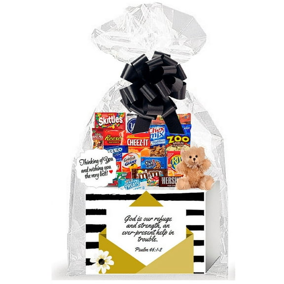 God Is Our Refuge (Psalm 46:1) Thinking of You Cookies, Candy & More Care Package Assortment Variety Gift Box Bundle Set