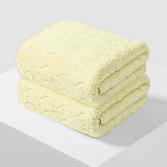 Oioii 29.5x13.7in 2PCS Thick Soft Absorbent Bath Towel Set, Skin-friendly Durable Design, Multipurpose For Home Use And Gifting, Ideal For Bathroom Daily Cleansing, For Home Use, Yellow