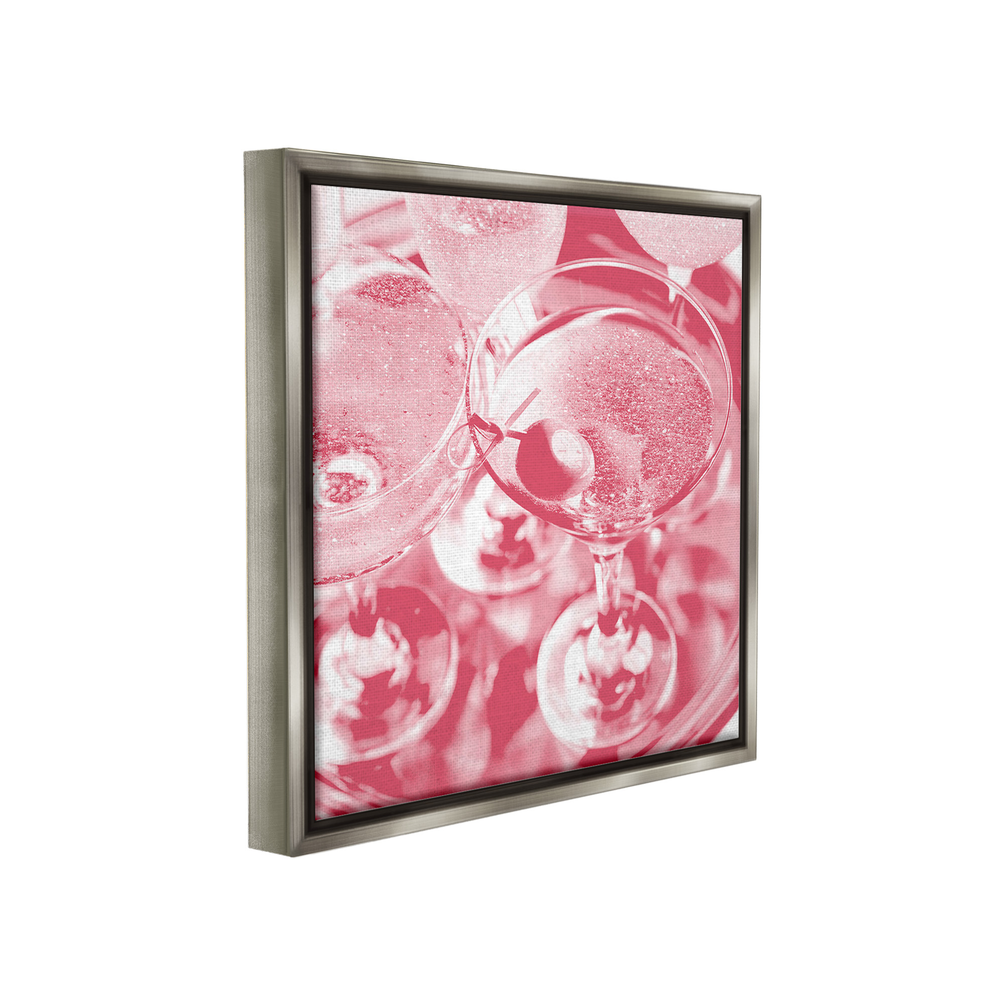 Stupell Industries Pink Glam Cocktails Food & Beverage Painting Gray Floater Framed Canvas Art Print Wall Art, 18 x 18