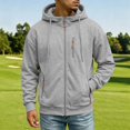 thumbnail image 6 of Fanshiluo Men's Hooded Full Zip Multi-Pocket Sweatshirt, Long Sleeve Casual Warm Jacket,Size S-3XL, 6 of 9
