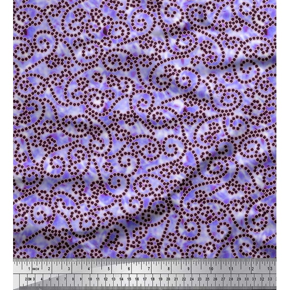 Soimoi Silk Fabric Swirl Abstract Printed Fabric 1 Yard 42 Inch Wide