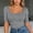 Grey, variant on Womens U-Neck Slim Fit Half Sleeve T-Shirt Soft Stretchy Basic Top Solid Color Summer Tee Tight Fit Undershirt