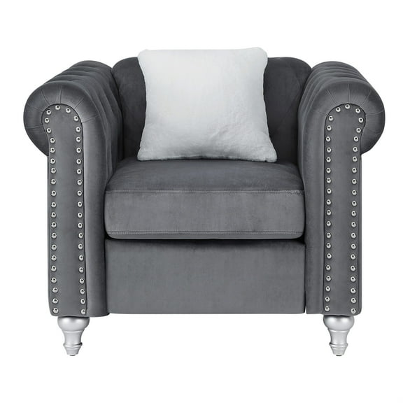 Passion Furniture Raisa Gray Accent Chair