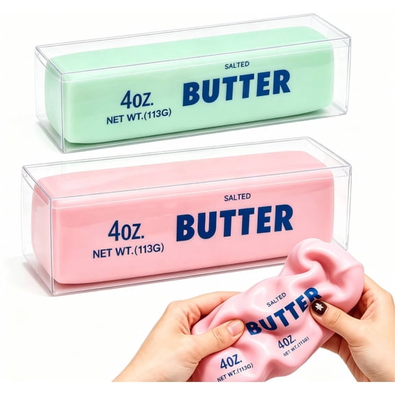 2 Pcs Jumbo 4oz bulk Crunchy Butter Squishy Stick Cheap, Super Soft Slow Rising Fidget Squeeze Toy, Colorful Sensory Stress Relief Desk Toy for Home, Office, Travel, Novelty Anxiety Relief for Kid