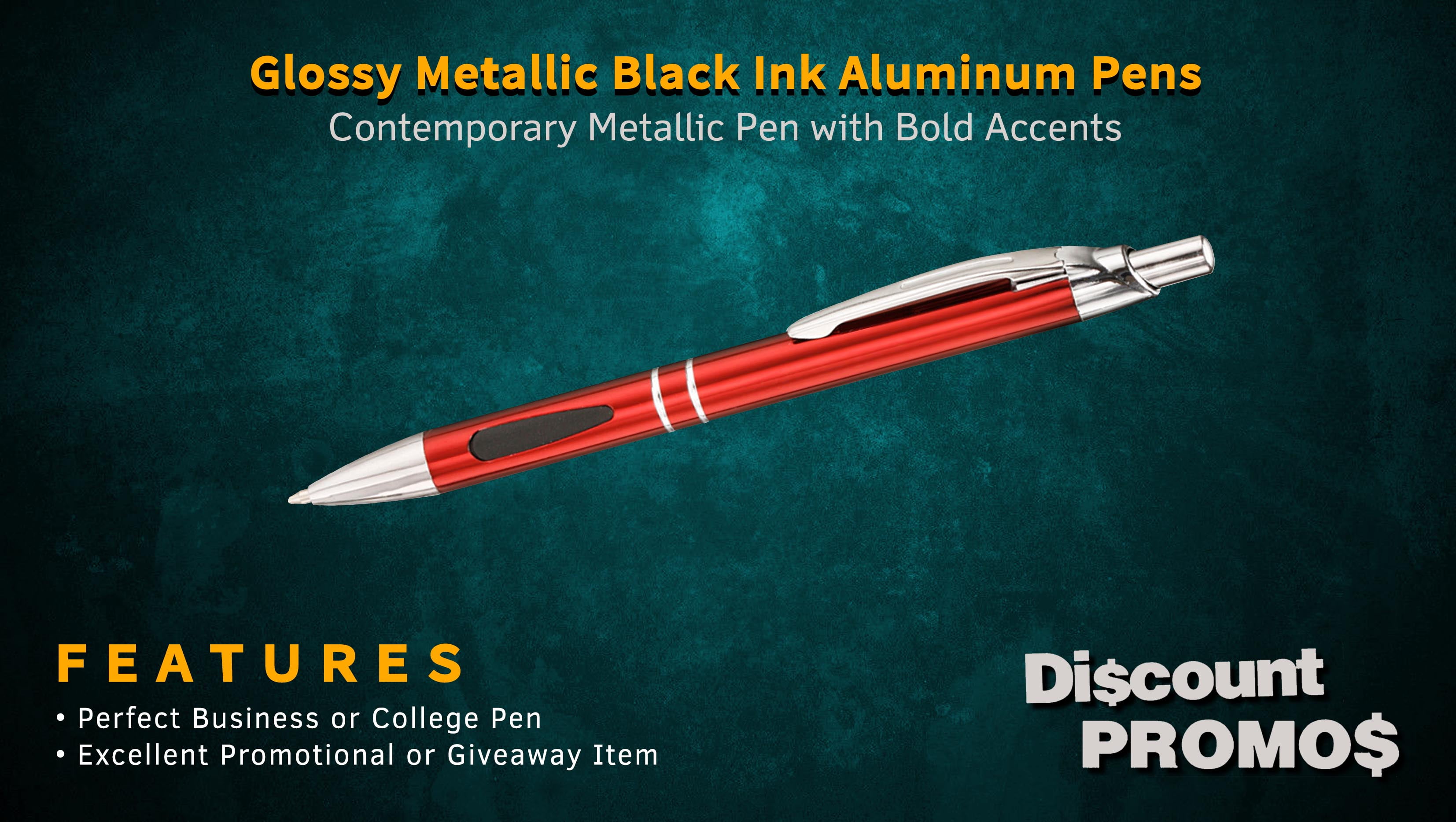 10 Black Ink Metal Pens Pack - Ballpoint, Retractable, Silver accents - Maroon