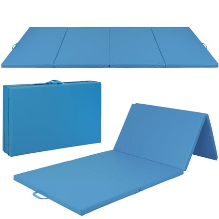 Best Choice Products 8ft 4-Panel Extra-Thick Foam Folding Exercise Gym Floor Mat for Gymnastics, Aerobics, Yoga, Martial Arts w/ Carrying Handles - (Best Gymnastics Equipment To Have At Home)
