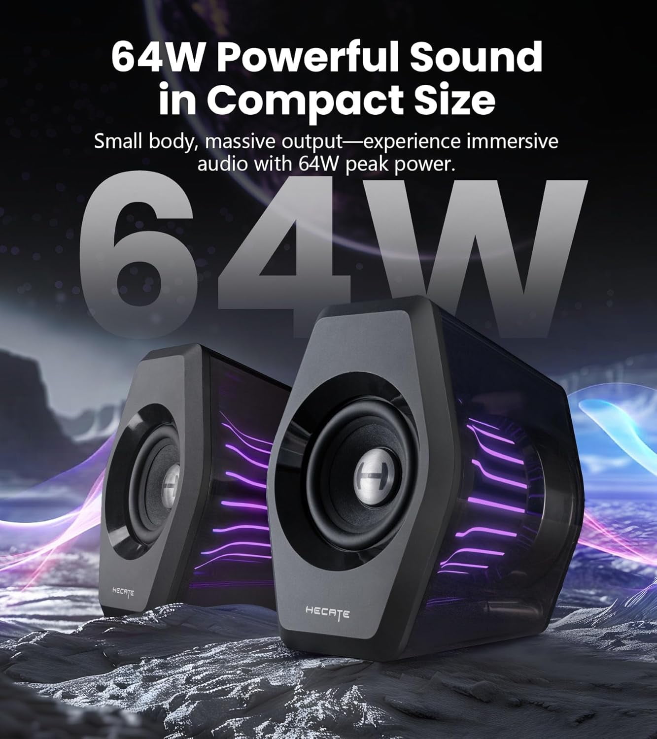 Edifier G2000PRO Desktop 2.0 Computer Gaming Speakers, Bluetooth USB 3.5mm AUX Inputs RGB Lights, 7.1 Surround Sound Multimedia Speaker for PC Laptop Woofer - Black