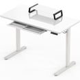 thumbnail image 1 of SHW 46 Inch Glass Electric Height Adjustable Desk with Monitor Riser and Drawer, White, 1 of 8