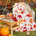 thumbnail image 6 of Fall Maple Leaf Throw Blanket Autumn Leaf Blanket Autumn Thanksgiving Decor Super Soft Flannel Throw Blanket Lightweight Fluffy Plush Fuzzy Bed Blanket for Bedding Sofa and Travel 50"X59.6", 6 of 7