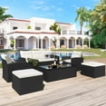thumbnail image 4 of Outdoor Patio Furniture Sets for Backyard, Segmart New 6 Pieces Wicker Patio Furniture Set with Seat Cushions & Tempered Glass Coffee, Conversation Sets for Porch, Poolside, Backyard, Garden, Gray, 4 of 10