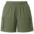 thumbnail image 6 of Womens Cargo Shorts Summer Women Thin Solid Work Pants With Pockets Drawstring Casual Shorts Plus Size Pants Women Shorts Army Green L, 6 of 8