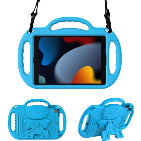 SUPNICE Kids Case for New iPad 10.2 Inch 2021/2020/2019 (9th/8th/7th Generation), Light Weight Shock Proof Handle Stand Shoulder Strap Kids Case for 2021/2020/2019 iPad 10.2, Blue