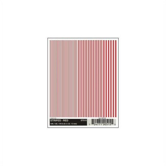 Woodland Scenics WS 515 Dry Transfer Decals Stripes, Red