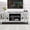 60 inches Tv Table + M Crystal Doors + Silver Mirror, variant on 59" Mirrored TV Stand for 65+ Inch TV, Silver Media Console with M-Shape Sparkling Mirror Doors, 2 Storage Cabinets & Open Shelves for Living Room, Entertainment Center