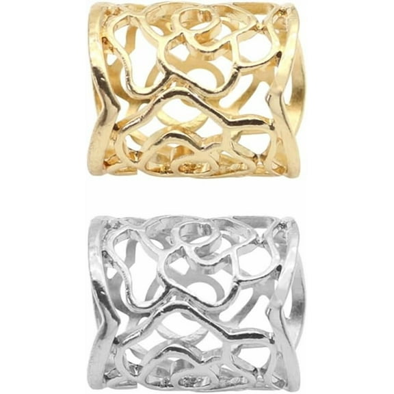 ABPETE scarf ring,2pc Scarf Ring Clips - Hollow Metal Buckles for Silk Scarves & Pashminas,Antique Finish Shawl Holders, Multi-Functional Jewelry Accent