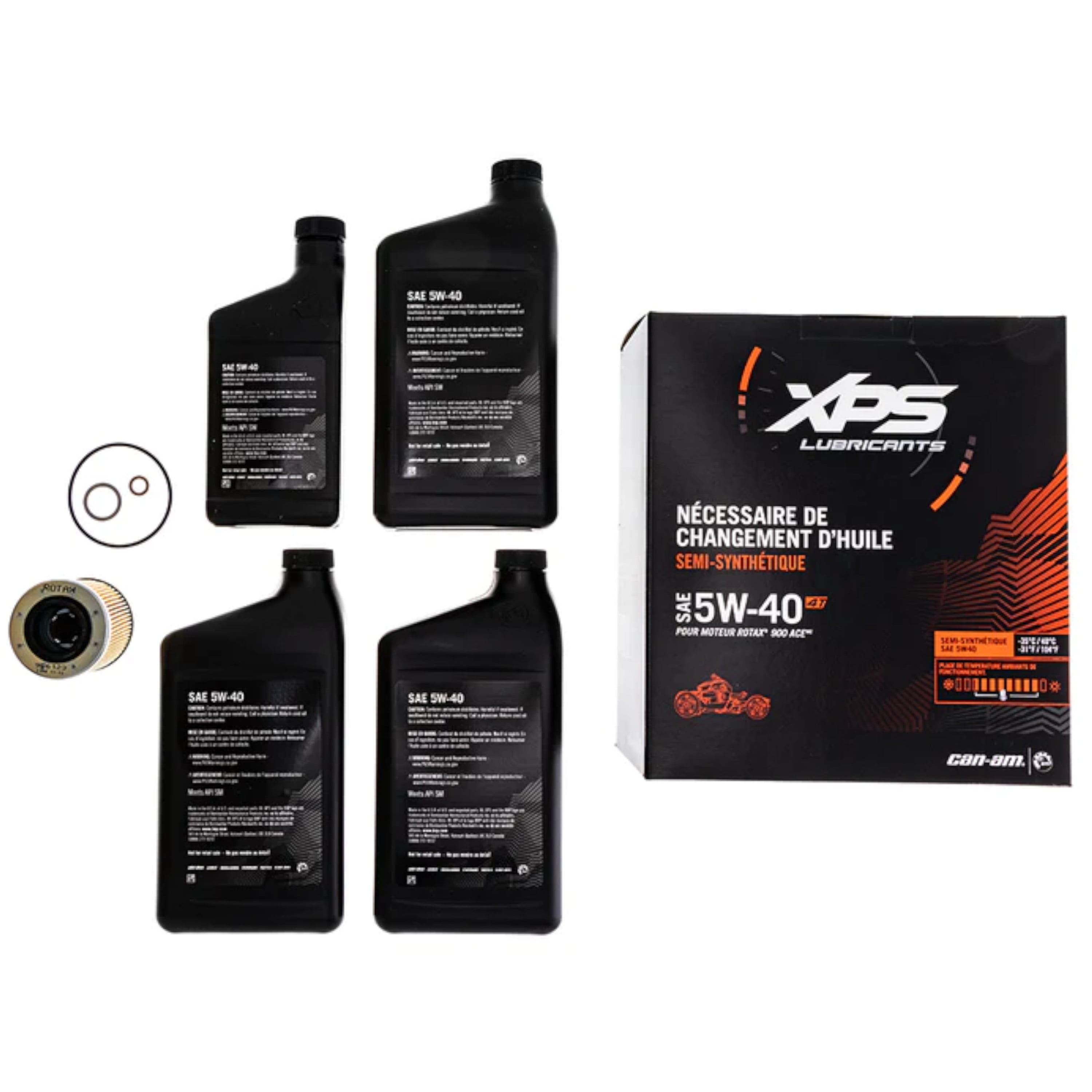 Can-Am, OEM Synthetic Blend Oil Change Kit, Rotax 900 cc, 4T 5W-40