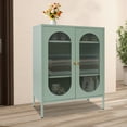 thumbnail image 4 of 2-Glass Door Storage Cabinet Adjustable Shelves Vanity Cabinet Accent Cabinet Bedroom Storage Cabinet Kitchen Server Storage Floor Sideboard Cabinet for Kitchen, Bedroom, Living Room, Office, 4 of 10