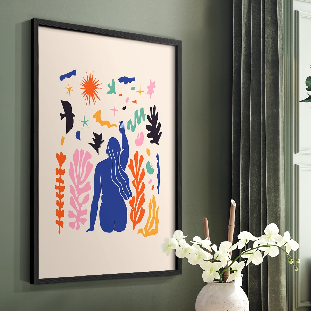Matisse CDXLVI in Black Solid Wood Framed Print No Nail Hanging