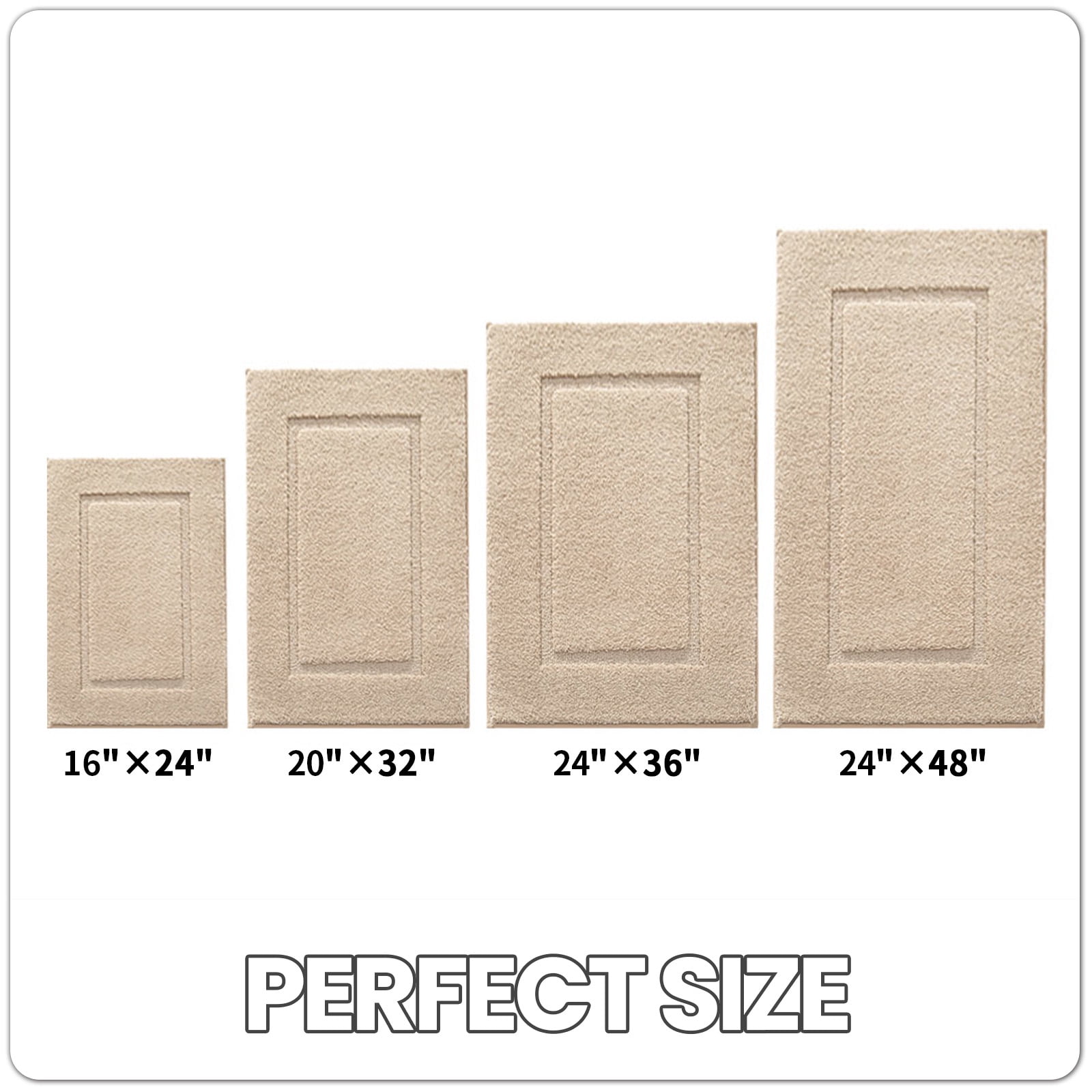 OEAKAY Traditional Shag Bath Mat, Beige Soft Microfiber Bathroom Rug for Bathroom Floor, 20"x32", Machine Washable, Super Absorbent and Non-Slip