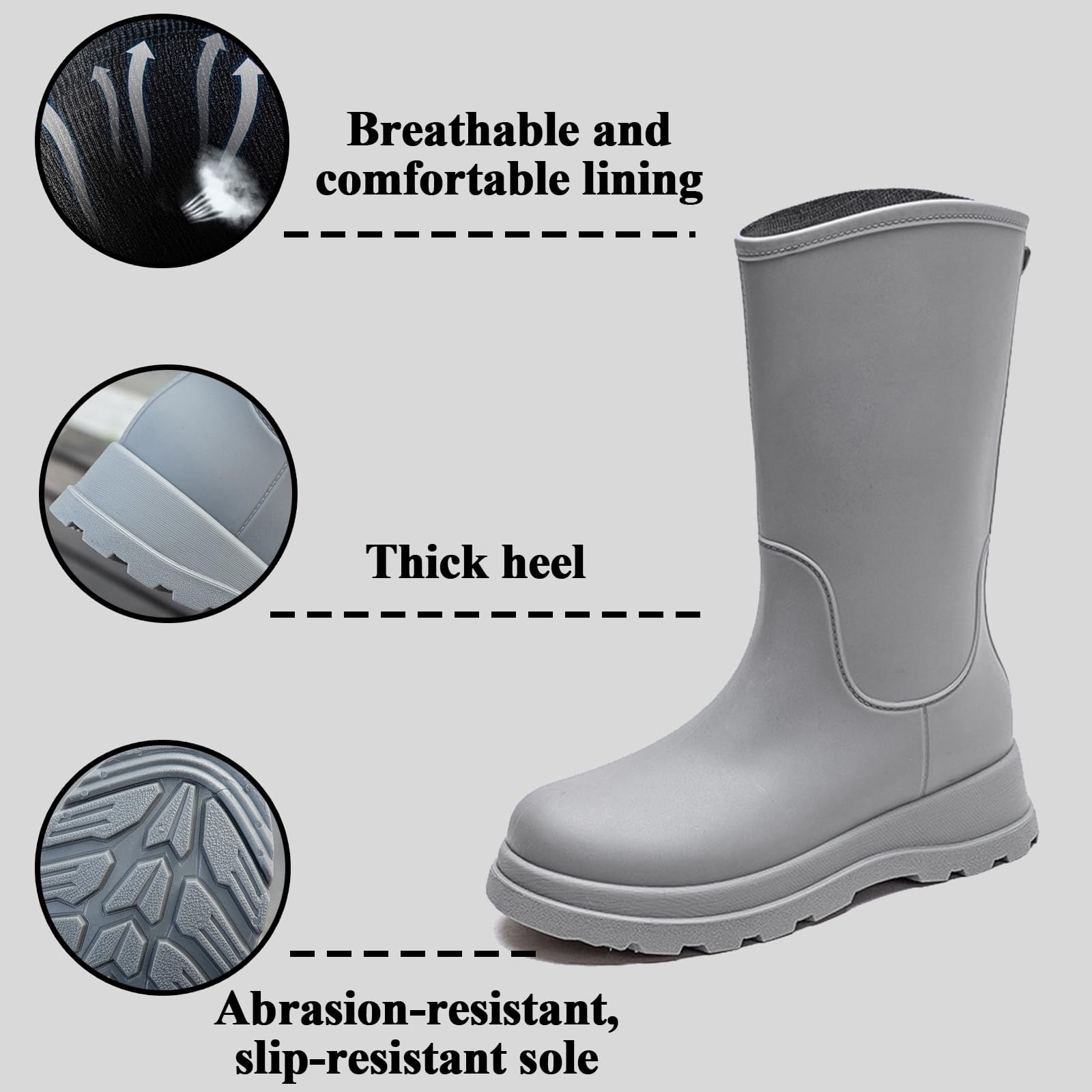 AUXDIQ Rain Shoes Women Mid-calf Boots Waterproof Rain Boots Outdoor Garden Shoes