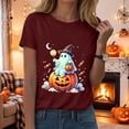 thumbnail image 5 of CFXNMZGR Halloween Costumes Halloween Shirt Women Letter Print Graphic Plus Size Fall Tees Tops (Wine,XL), 5 of 6