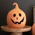thumbnail image 3 of Kalalou Terracotta Halloween Jack-O-Lanterns Pumpkins, Orange - Set of 2, 3 of 5