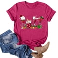 thumbnail image 3 of Gibobby Camisa navideña mujer Moda para mujer para tops casuales Camiseta de manga corta con cuello redondo Camiseta holgada con estampado navideño(Rosa caliente,CH), 3 of 5