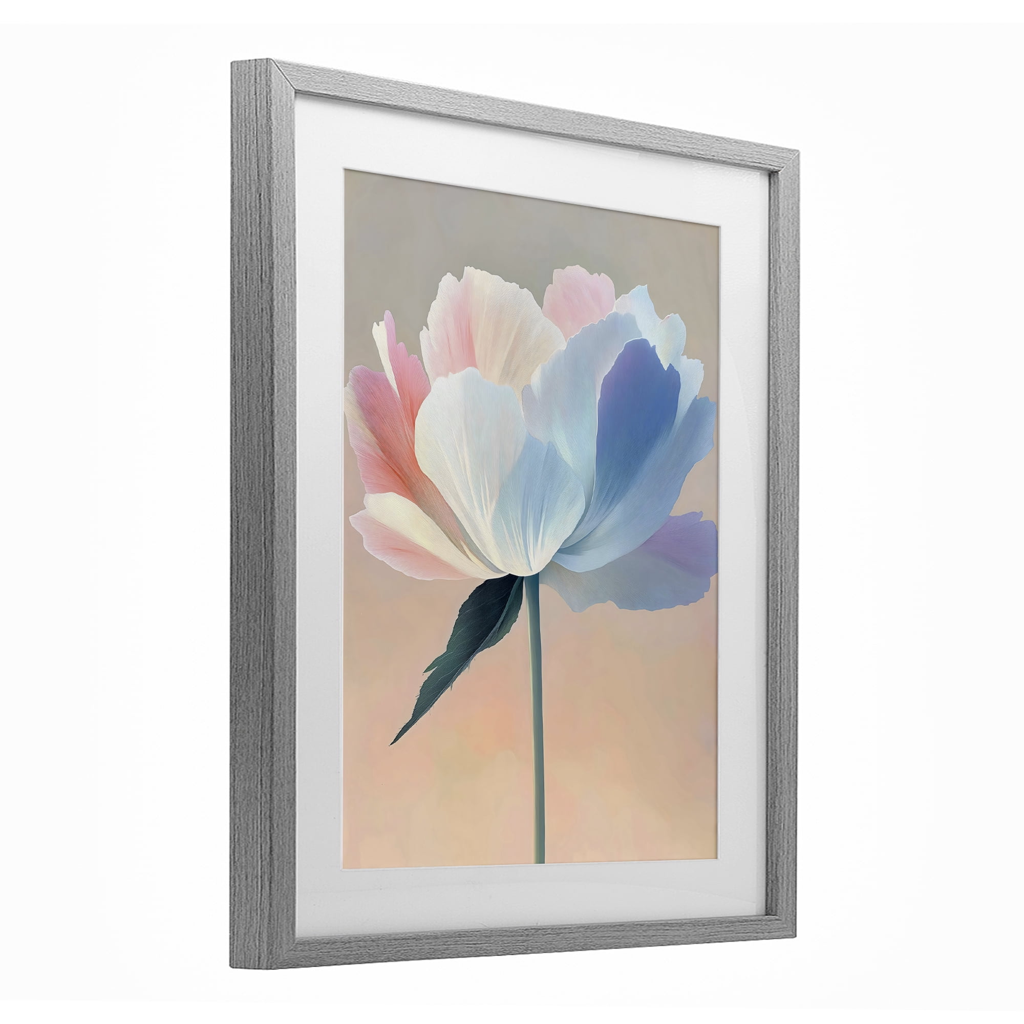 Stupell Industries Pink & Blue Flower Serenity Gray Framed Print Under Glass, design by The Prints Vibe