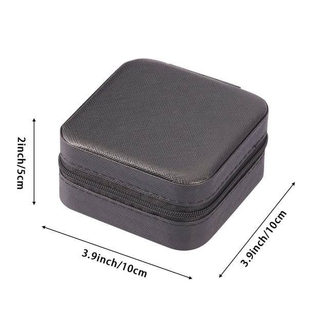 Caja De Joyería Portátil Con Llavero | Estuche Anti-Golpes Para Anillos Y Pequeños Accesorios De Viaje (Negro)