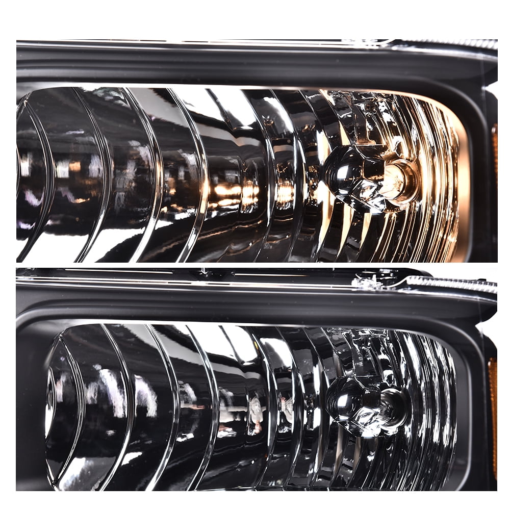 Pair Headlights Lamp Clear / Black  Fit for Ford F-250 F-350 Super Duty 1999-2004