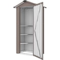 thumbnail image 3 of 2.5x1.4 FT Outdoor Storage Shed, Tool Shed with Waterproof Roof and Lockable Door,Metal Shed with Adjustable Open Shelves for Backyard Garden Patio Lawn,Brown, 3 of 10