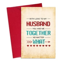 WaaHome Romantic Valentines Card for Husband - You and Me Together No Matter What Sweet Anniversary Card Gifts for Husband from Wife Birthday Card for Husband Fiance Men Him with Envelope