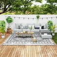 thumbnail image 1 of Outsunny 9' x 12' Reversible Outdoor Rug, Rhombus Patchwork, Grey, White, 1 of 10
