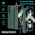 thumbnail image 4 of S Pen Holder Case Compatible Samsung Galaxy Z Fold 3 Case with Magnetic Hinge Protection & Wristband,Green Shockproof PC Frame Full Body Protective Cases for Galaxy Fold 3 Screen Protector Case, 4 of 14