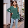 thumbnail image 4 of Camisas de Larga para Mujer, Cuello en V, Blusas Casuales, Sueltas, Elegantes, Básicas, Moda de Otoño, Conjuntos de Moda, Ropa de Invierno Verde XL, 4 of 7