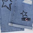 thumbnail image 5 of PLHWHYQ Girls Jeans Baggy Straight Leg Demin Pants for Kids Ripped High Waist Streetwear Trousers Jeans Blue 11-12 Years, 5 of 7