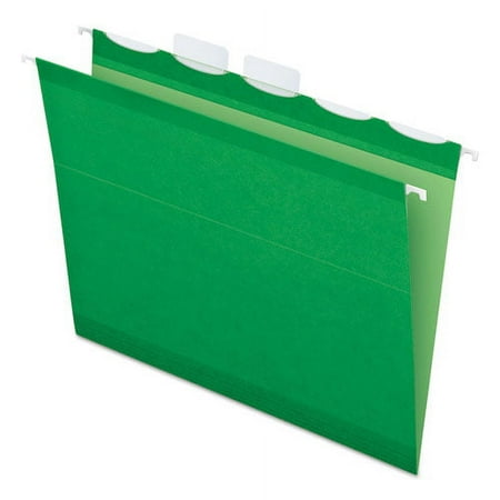 Ready-Tab Colored Reinforced Hanging Folders Letter Size 1/5-Cut Tabs Bright Green 25/Box | Bundle of 10 Boxes