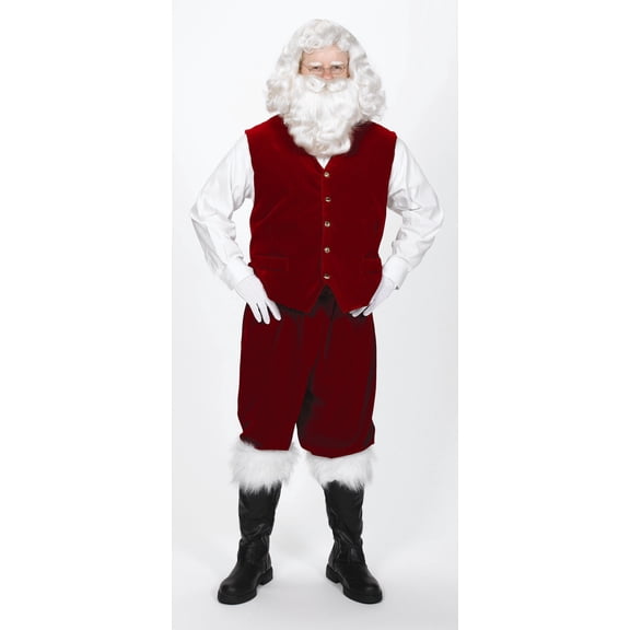 The Costume Center Burgundy Velvet Christmas Santa Vest with Gold Buttons– Men's Size Large