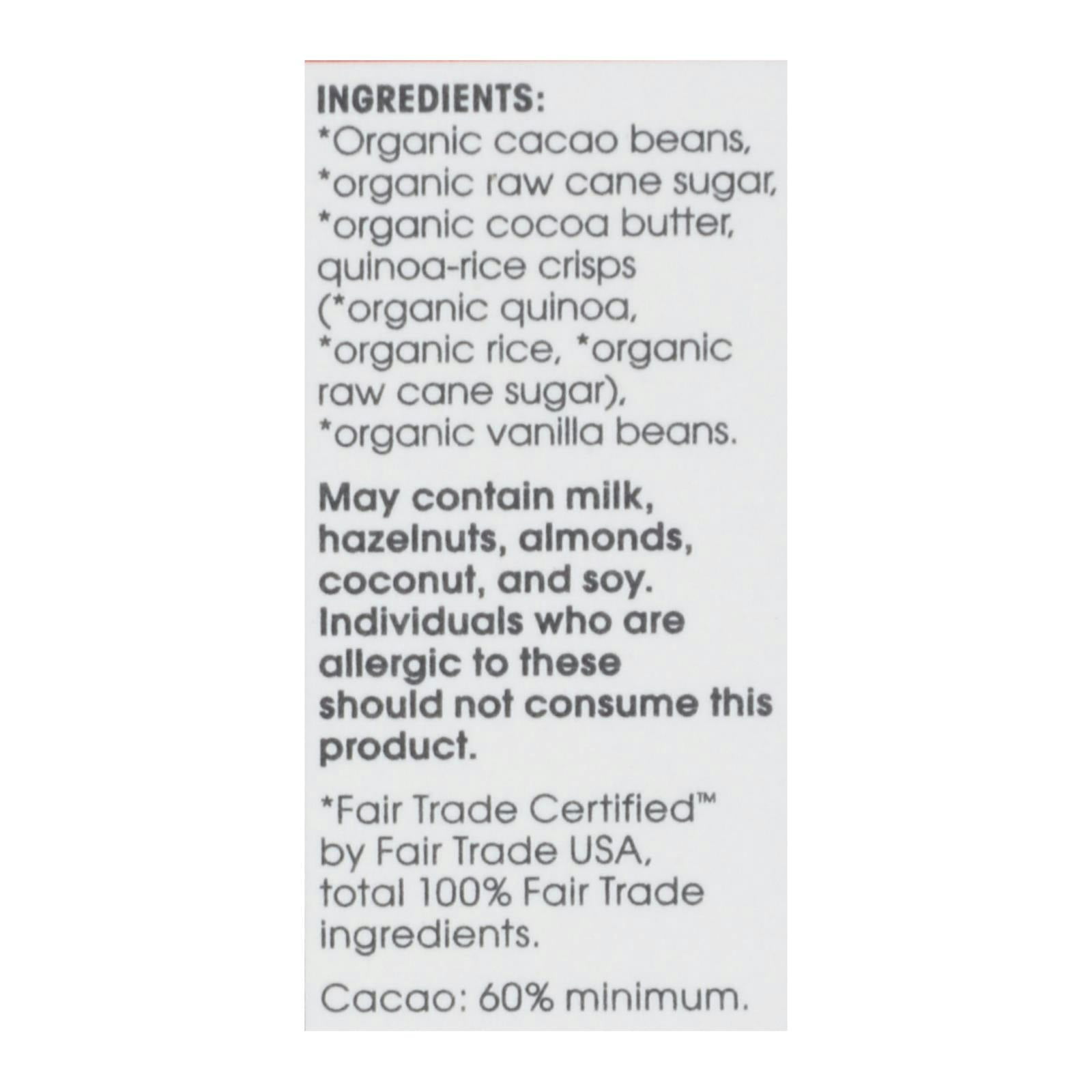 Alter Eco Dark Chocolate Quinoa Organic 2.82 oz (Pack Of 12)