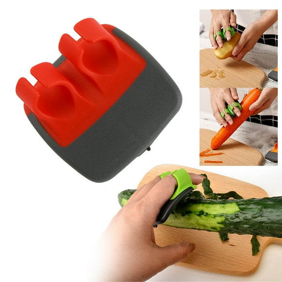 WEIWEIGG Finger-Grip Vegetable Peeler, 304 Stainless Steel Blade with Rubber Rings, Ergonomic Dual-Finger Design for Pumpkins/Carrots/Potatoes