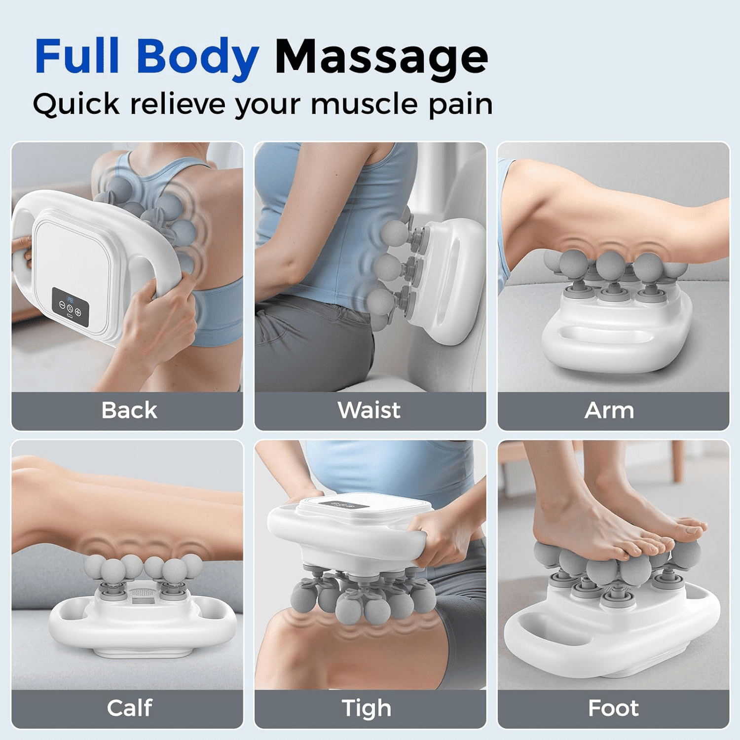 16-Head Massage Gun Set, Deep Tissue Percussion Massager with 8 Modes & 50 Intensities, Portable Quiet Muscle Massage Gun for Legs, Waist, Back, Neck, Buttocks Muscles Pain Relief, White