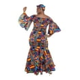 thumbnail image 4 of Women's Long African Dress Ankara Print | Cotton Clothing Smoked Fish Tail Mermaid with Matching Headwrap, Fade Resistant Elastic Smoked Bodice Kente Afrocentric Dress, 4 of 4