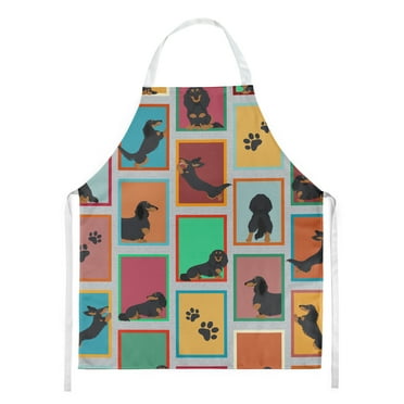 Lots of Longhaired Black Tan Dachshund Apron 27 in x 30 in
