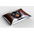 thumbnail image 2 of Ambesonne Space Cat Pillow Sham 2 Pack, Kitten in Milkyway, 26"x20", White and Pale Caramel, 2 of 3