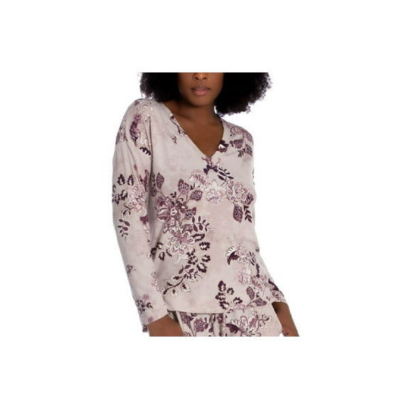 Linea Donatella Womens Comfort Zone Printed Hacci Pajama Top Only,1-Piece, XL, Purple