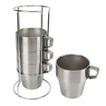 thumbnail image 3 of Stackable Coffee Cup, Double Layer Camping Cups Set 4PCS  For Beverage Silver,Black, 3 of 8