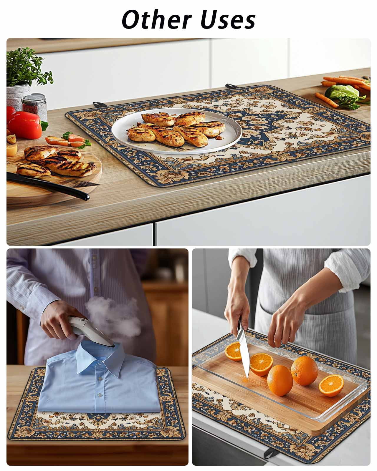 Stove Top Covers for Electric Stove, Boho Ethnic Glass Stovetop Cover Protector, Vintage Bohemian Traditional Floral Classic Induction Cooktop Protector Oven Mat for Kitchen Countertop 24"x21"